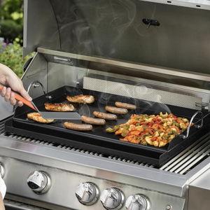 BBQ Griddle with Handles, Ceramic Coated Non-stick Flat Top Griddle for Outdoor Cooking