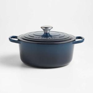 Le Creuset Signature 5.5-Qt. Nuit Enameled Cast Iron Round Dutch Oven | Crate & Barrel