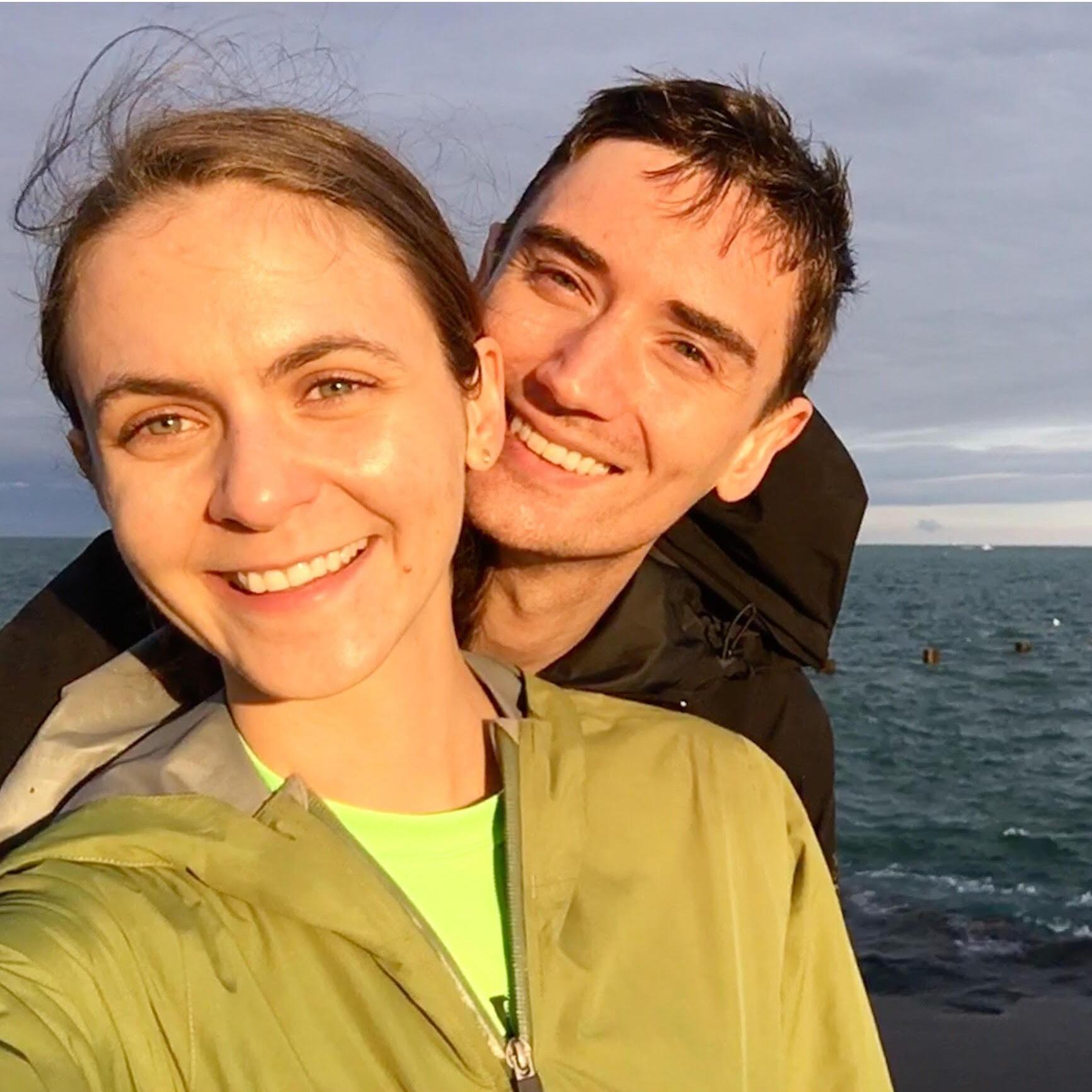 Getting engaged on the shore of Lake Michigan on September 8, 2019.