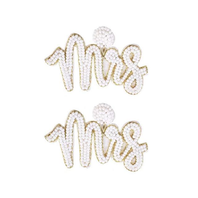 Mrs Earrings, Beaded Wedding Earrings, Seed Bead Bride Earrings, Statement Earrings for Women, Bachelorette Earrings, Bride Gifts, Gifts for Women