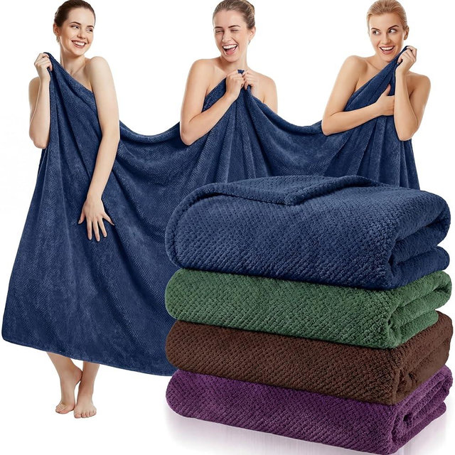 Newwiee 4 Pcs Oversized Bath Towels 40x80 Inches Extra Large Bath Sheet Towels for Adults Quick Dry Soft Absorbent Fluffy Microfiber Shower Sheet for Bathroom Hotel Spa(Dark Colors)