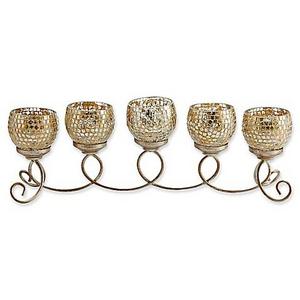 Mikasa® Champagne Mosaic and Metal Candleholder Centerpiece