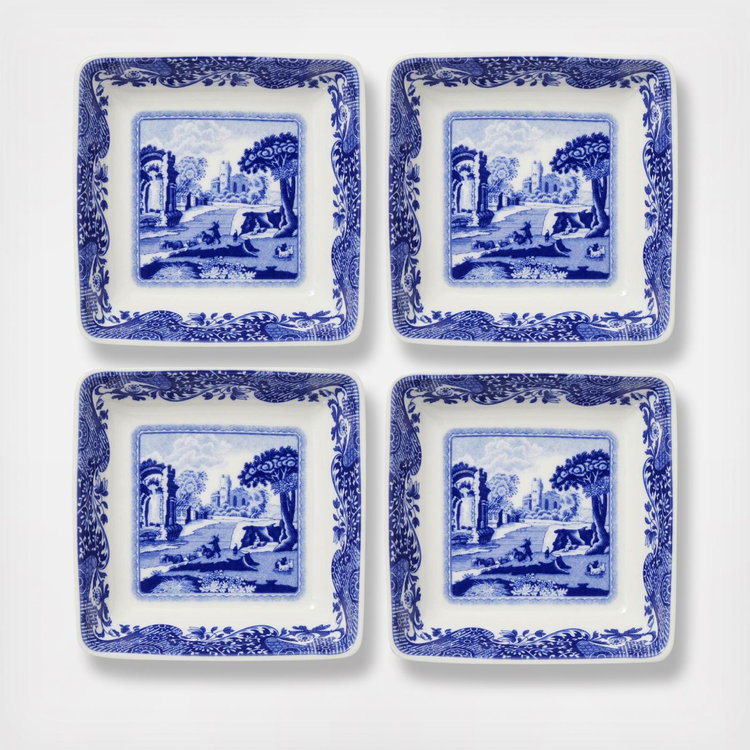 Spode, Blue Italian Square Dish, Set of 4 | Zola