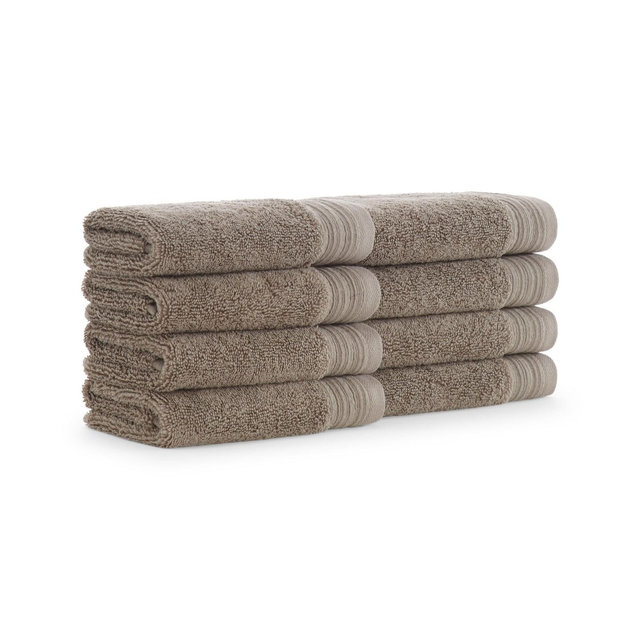Aston & Arden Anatolia Washcloths , 13x13, 600 GSM, Linen-Inspired Baratta Dobby, Combed Cotton, Solid, Sandstone Tan