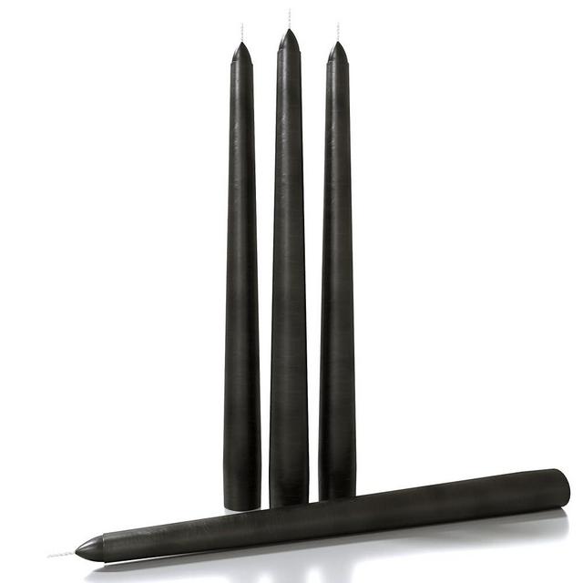 CANDWAX 10 inch Taper Candles Set of 4 - Halloween Taper Candles Unscented - Black Candles Halloween Candle Sticks - Coal Black Candles