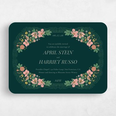 Green Rounded Wedding Invitation - Pomeroy Landscape