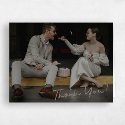 Taupe, Brown Wedding Thank You - Morgay Photo