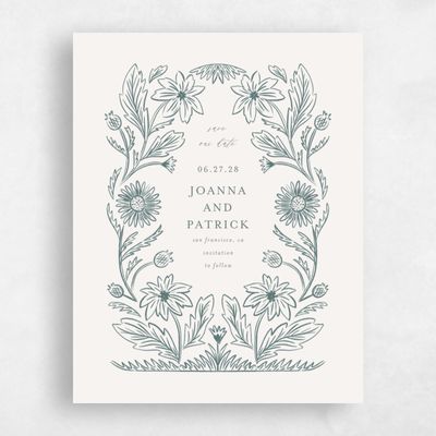 Blue Boho Wedding Save the Date - Desrosiers Portrait