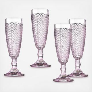 Twill Fluted Champagne Glass, Set of 4
