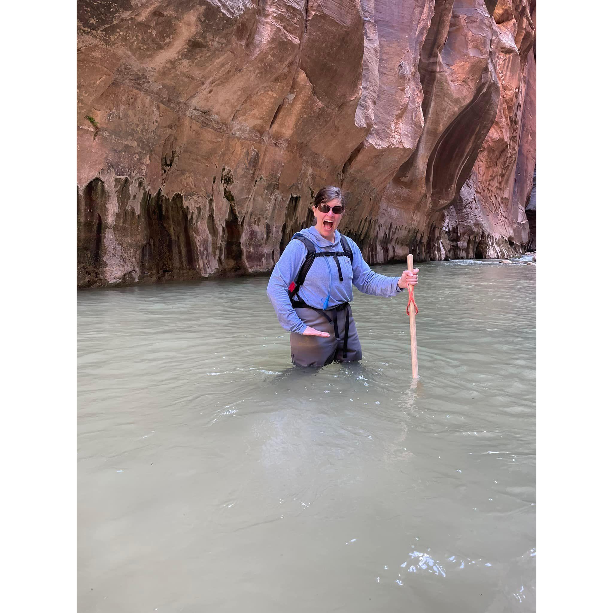 The surprises didn't end with canyoneering - here we are in The Narrows of Zion National Park