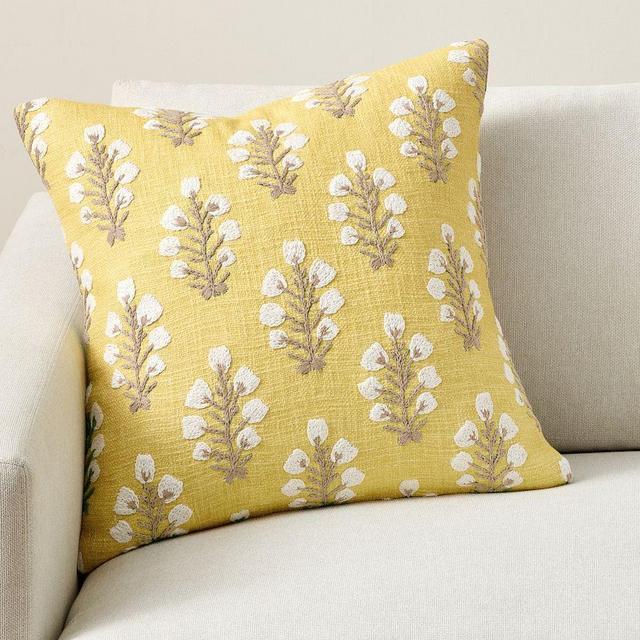 Inyo Embroidered Pillow: 22 Inches: Yellow Multi