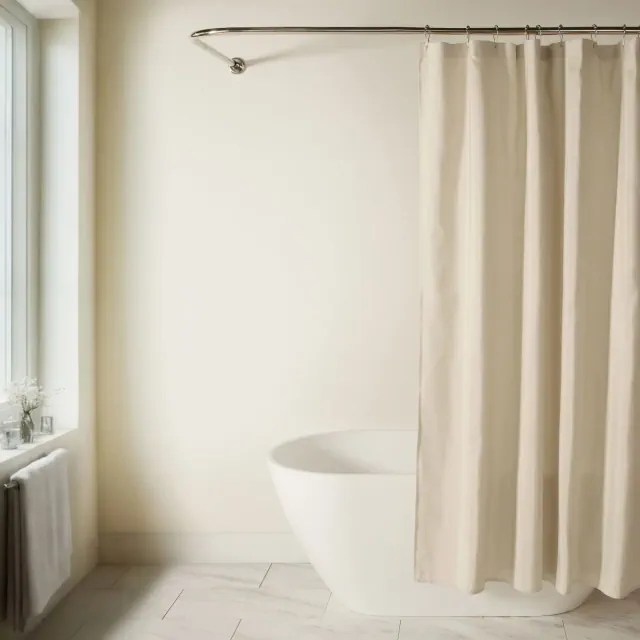 Linen-Look Solid Shower Curtain – 72" x 72" Polyester, Neutral Bathroom Decor - Becky Cameron, Natural