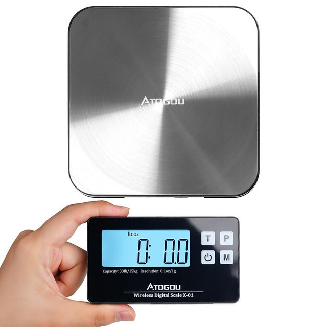33lb Wireless Kitchen Scale with Remote Display, 0.1oz /1g, Stainless Steel Pan, with Magnetic, Digital Scale for Food, Weight Loss, Baking, Meal Prep, Parcels, Larger Size Items, Etc. X01Black