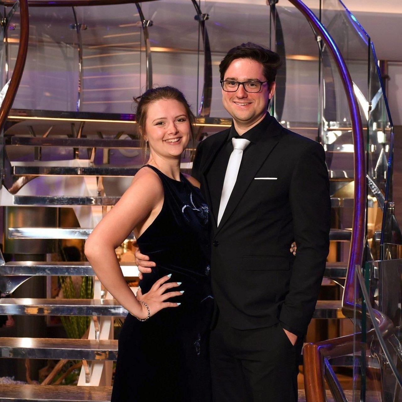 Our first cruise together, wearing my Moms old dress - 2023