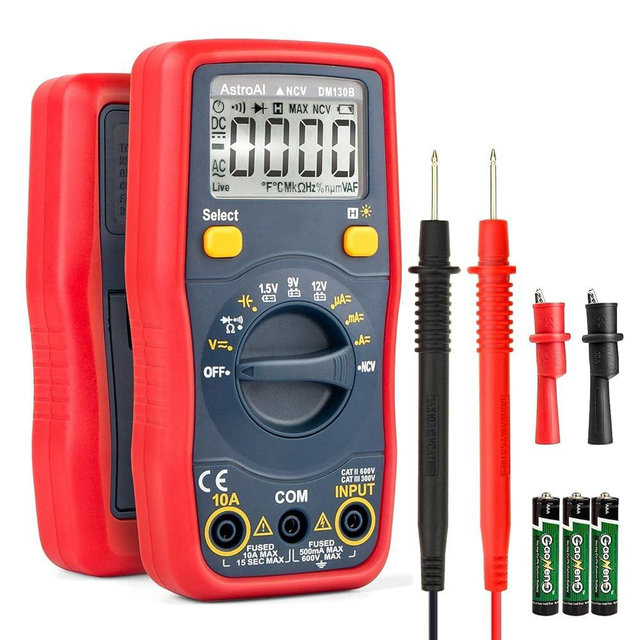 AstroAI Digital Multimeter, Voltmeter 1.5v/9v/12v Battery Voltage Tester Auto-Ranging/Ohmmeter/DMM with Non-Contact Voltage Function, Accurately Measures Voltage Current Amp Resistance Capacitance