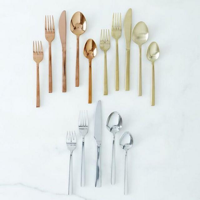 Arezzo Flatware (5-Piece Flatware Brushed Gold- 2 Settings)