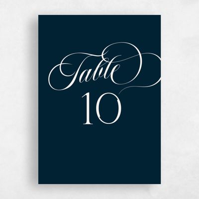 Darkest Teal, Blue Wedding Table Number - Marquis