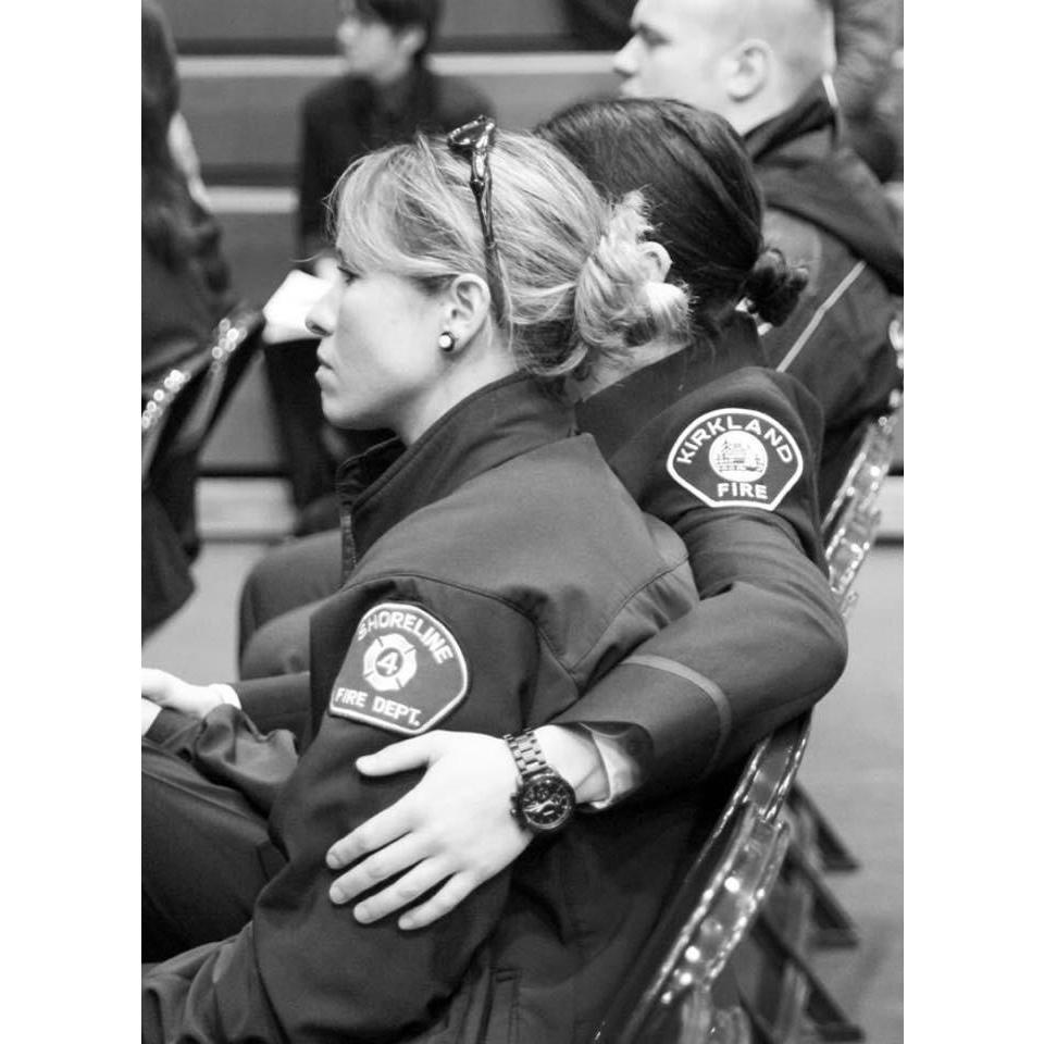 This photo was taken at a memorial service for a fellow firefighter