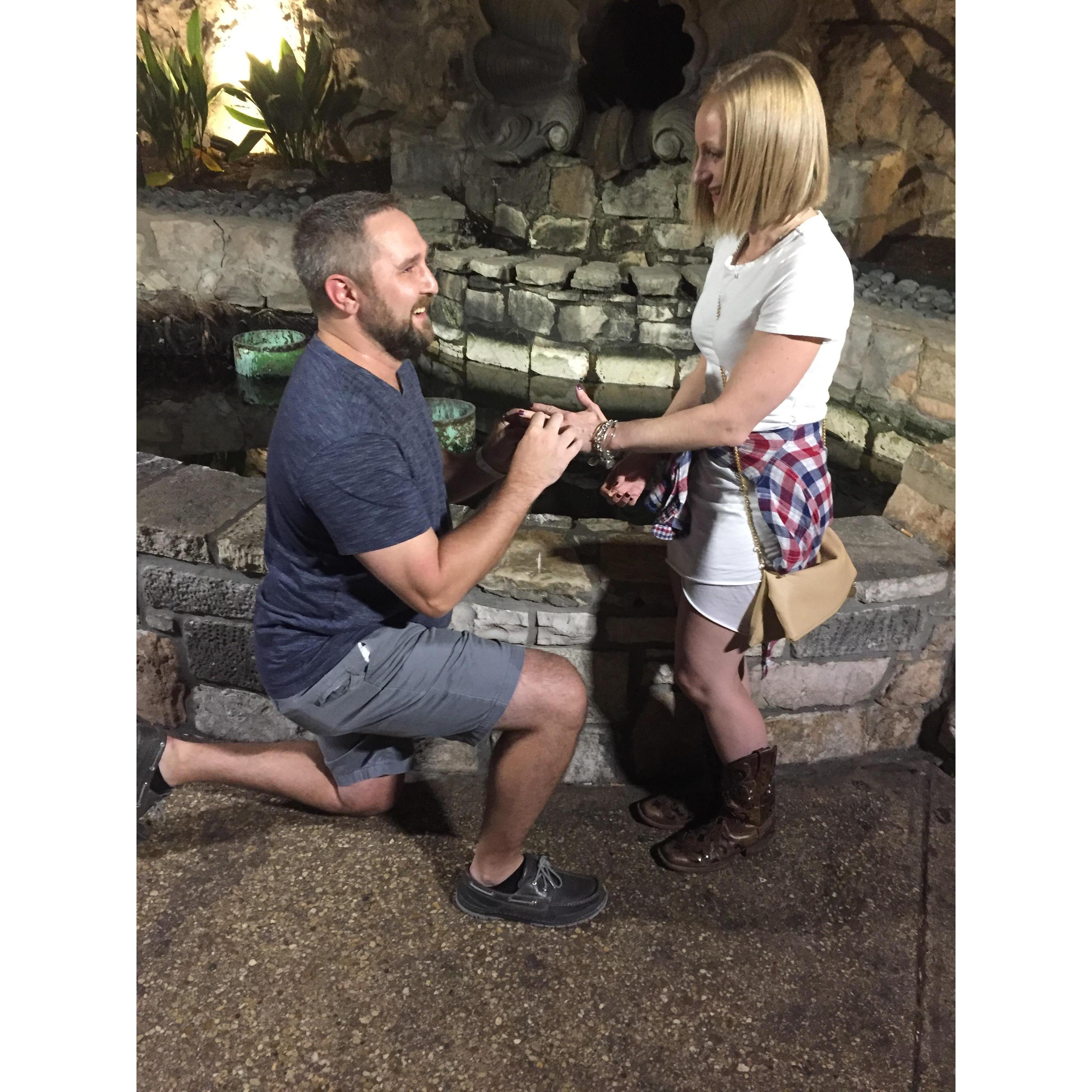He got down on one knee, she said yes!!