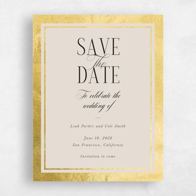 Classic Greige, Beige Wedding Save the Date - Essex Portrait Foil