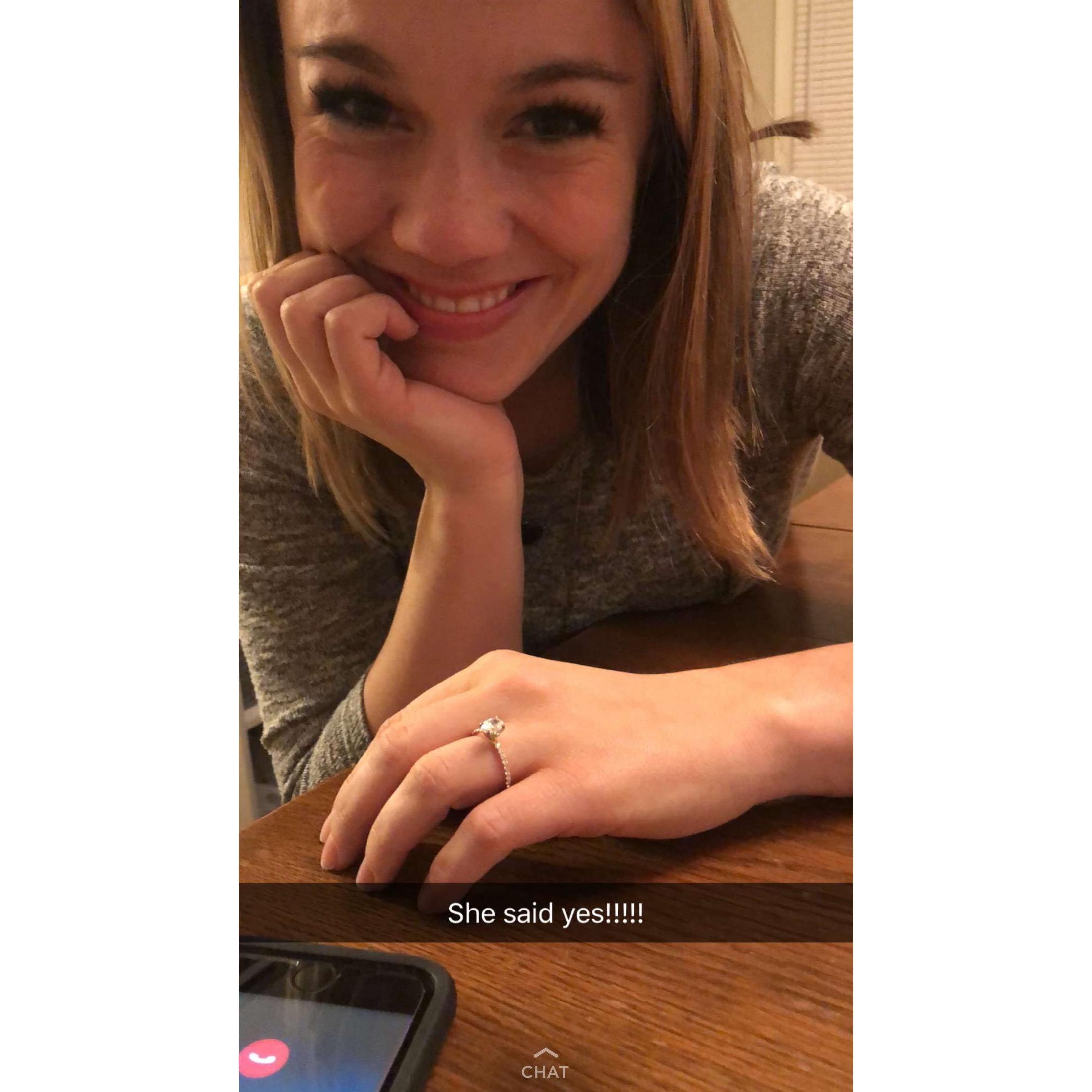 Jake's snap after he popped the question. Can you tell Mallory teared up a little?