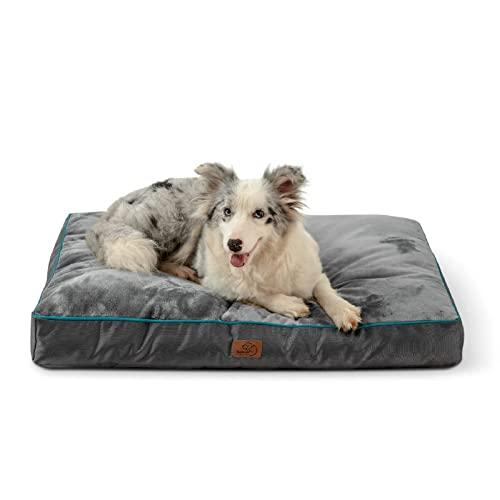 Bedsure Waterproof Dog Bed for Large Dogs Cats with Removable Cover and Waterproof Liner - Plush Top with Nonskid Bottom Pet Mat Dog Bed Pillows, Ideal for Cars, Dog Crate or Kennel, Grey