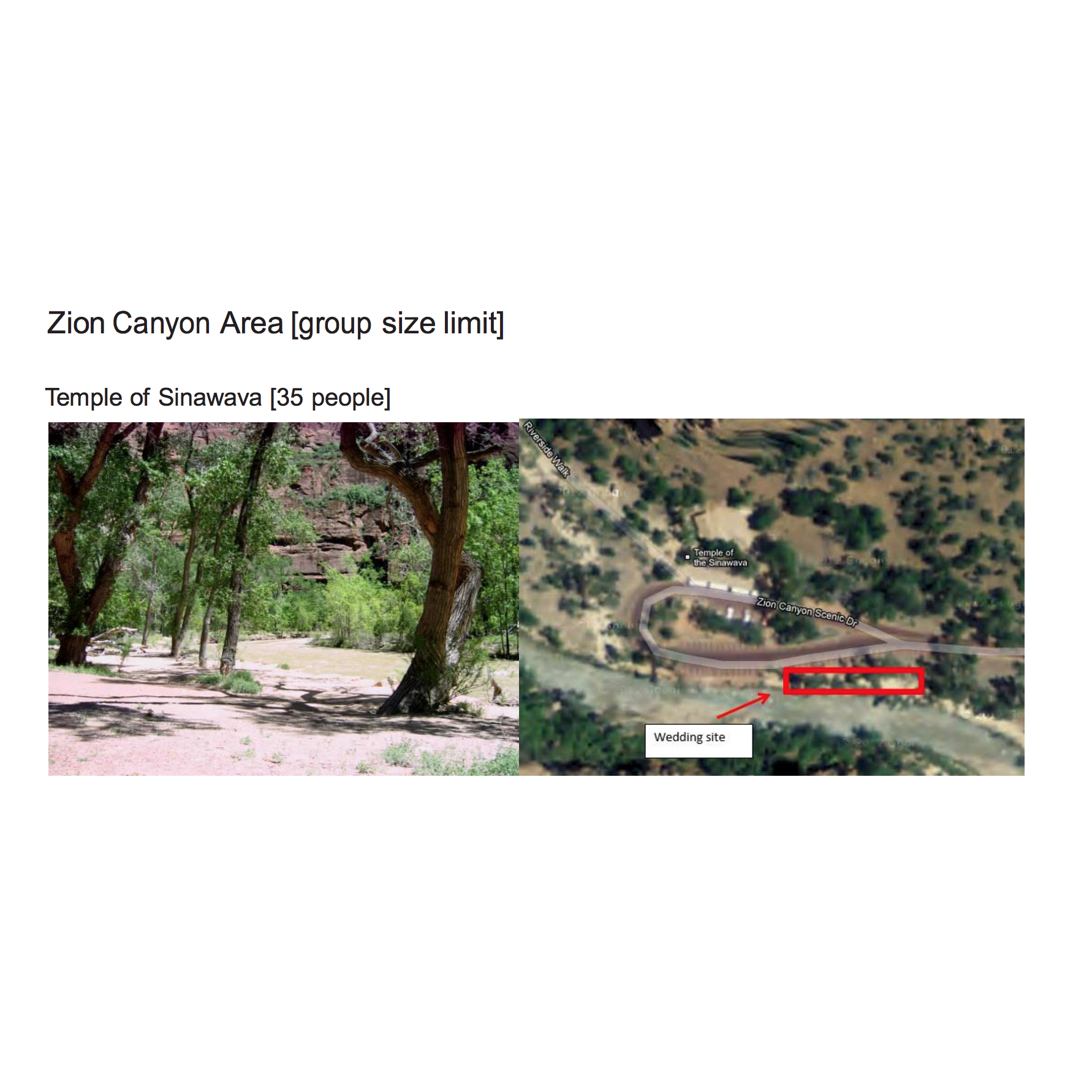 Map of Ceremony Site at the Temple of Sinawava