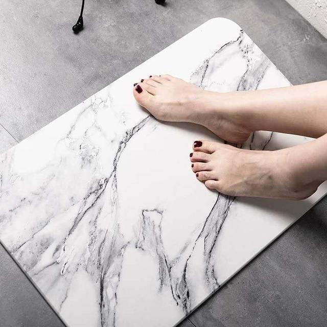 White Marble Diatomite Bathmat - Snapdry