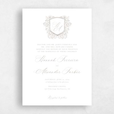 Greige, Beige Wedding Invitation - Bella Portrait