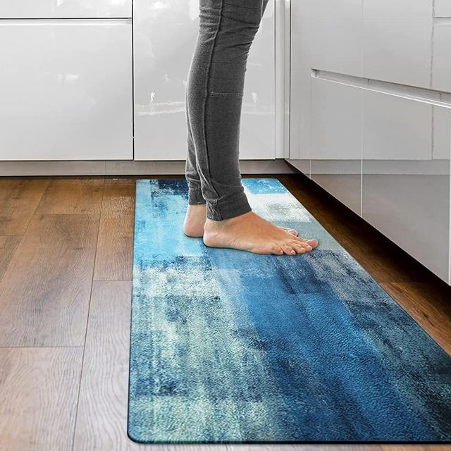 MAYHMYO Turquoise Kitchen Rug,17"x47" Teal Anti Fatigue Mat PVC Non Slip Kitchen Rugs and Mats Waterproof Teal Décor for Kitchen, Bathroom, Kitchens,