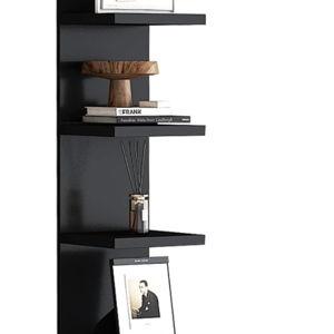 Versatile 7 Tier Wall Shelf Unit,Black Lack Wall Shelf,Display Floating Shelf with LED Remote Control Light