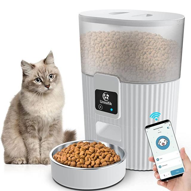 Automatic Cat Feeder,App Control - 2.4G Wi-Fi Enabled Smart Pet Feeder for Cats and Dogs,Auto Dog Food Dispenser with Portion Control,1-15 Meals Daily with Stainless Steel Bowl,3.5L