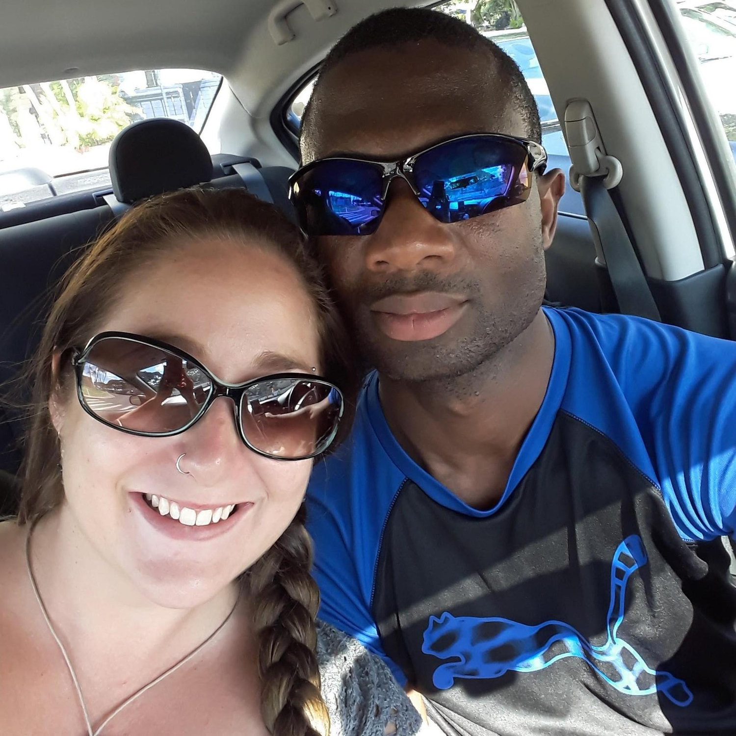 (July 2017) Our first ever photo together, car hunting