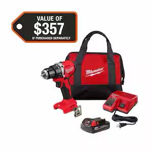 Milwaukee M18 18V Lithium-Ion Brushless Cordless 1/2 in. Compact Drill/Driver
