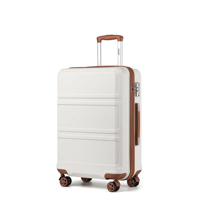 Kono 24 Inch Luggage Suitcase Lightweight with Spinner Wheels TSA Lock Hardside Medium Checked Luggage Durable Rolling Suitcase Cream White