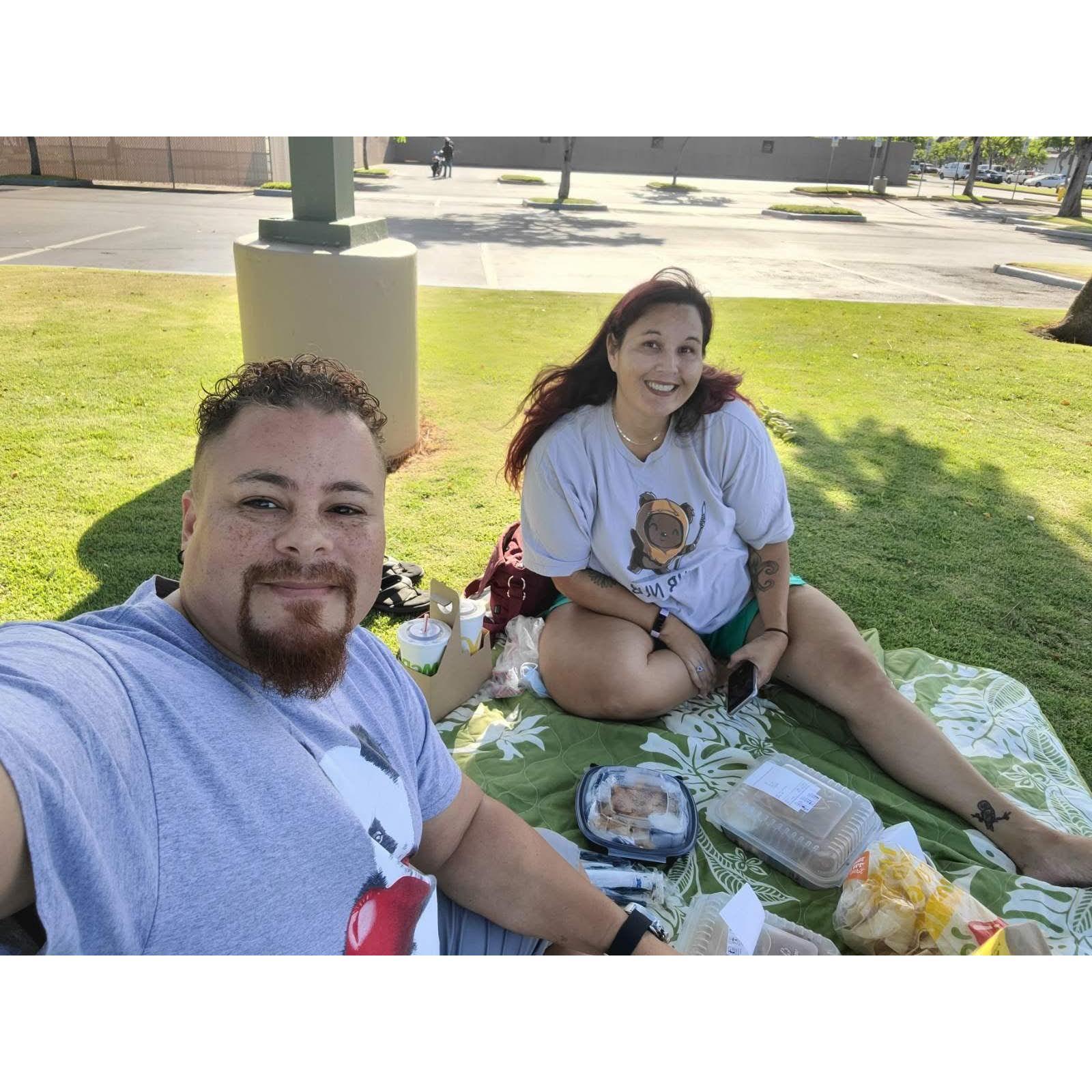 Parking lot picnic during the pandemic