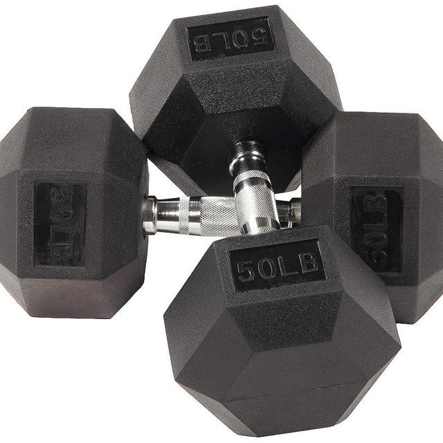 Signature Fitness Rubber Encased Hex Dumbbell