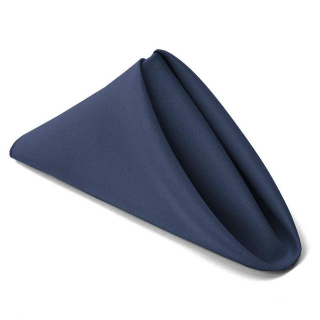TableLinensforLess 17x17 Inch Polyester Cloth Napkins, Set of 12 (Dark Blue)