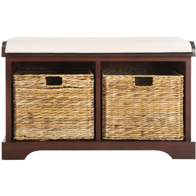 Freddy Wicker Storage Bench - AMH5736 - Cherry - Safavieh