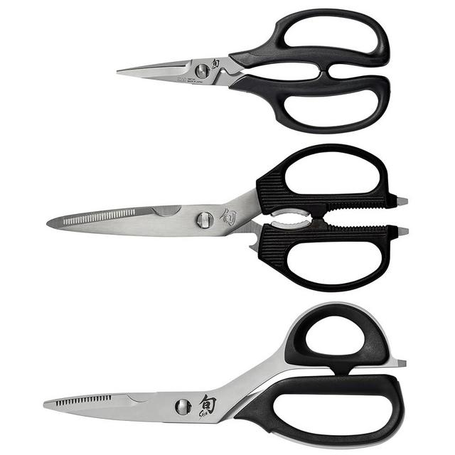 Shun 3-Piece Shear Set, Includes Multi Purpose, Kitchen and Herb Shears, Heavy Duty Cooking Scissors, Durable 420J2 Stainless Steel, Kitchen Shears Set for Professional and Home Chefs