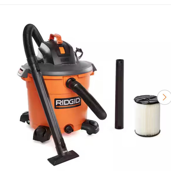 RIDGID 16 Gal. 5.0 Peak HP NXT Shop Vacuum Wet Dry Vac with General Debris Filter, Locking Hose and Attachments HD1640 HD1640
