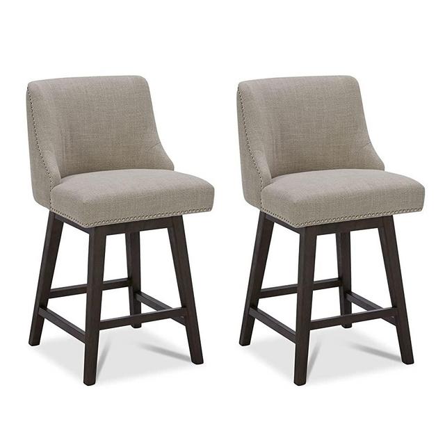CHITA Counter Height Swivel Barstool, 26" H Seat Height Upholstered Bar Stool, Swivel Barstools with Foam Cushioning, Tan