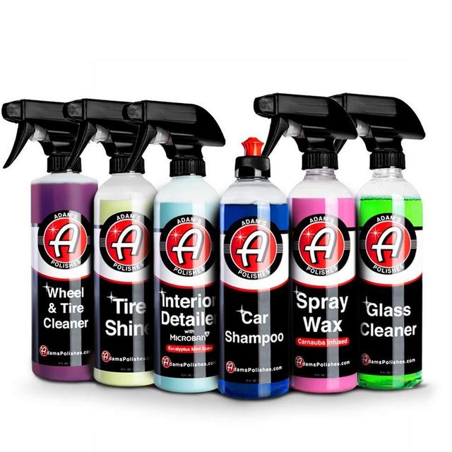 Adam's Arsenal Builder Car Cleaning Kit (6 Piece) - Our Best Value Car Detailing Kit | Car Shampoo Wheel Cleaner Interior Cleaner Glass Cleaner Tire Shine Spray Car Wax | Car Wash Kit