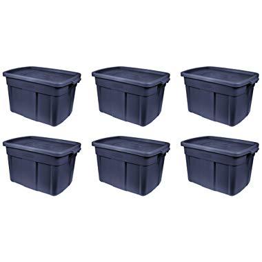Rubbermaid Roughneck️ Storage Tote 18 Gal Pack of 6 Rugged, Reusable, Stackable, Container