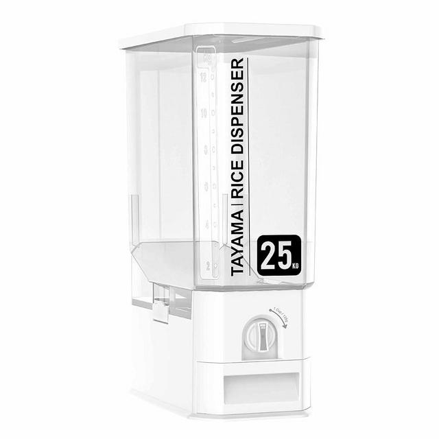 TAYAMA 55 lbs. Capacity Rice Dispenser Grain Storage Container,White