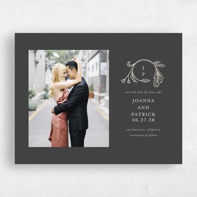 Dark Charcoal, Black Wedding Save the Date - Desrosiers Photo