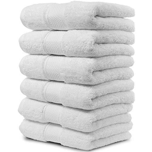 Maura 100% Cotton Hand Towel Set. 2017 Premium Quality Turkish Towels. Super Soft, Plush and Highly Absorbent. Set Includes 6 Pieces of Hand Towels. (Hand Towel - Set of 6, White)
