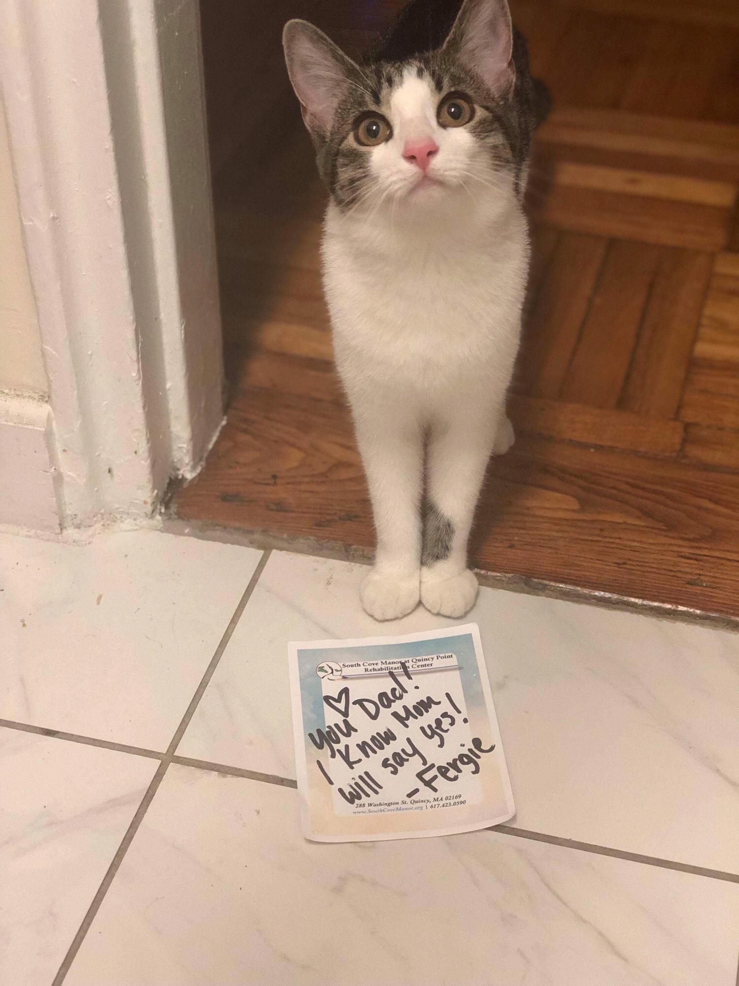 Wishing dad good luck while he flew out to Seattle to surprise mom and propose to her!