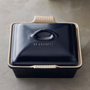 Le Creuset Stoneware Shallow Square Covered Baker, Matte Navy