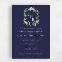 Blue Wedding Invitation - Dover Portrait